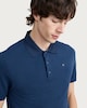 image 1 of F&F Active ULTRARUN Seam Free Patterned Polo Shirt in Navy