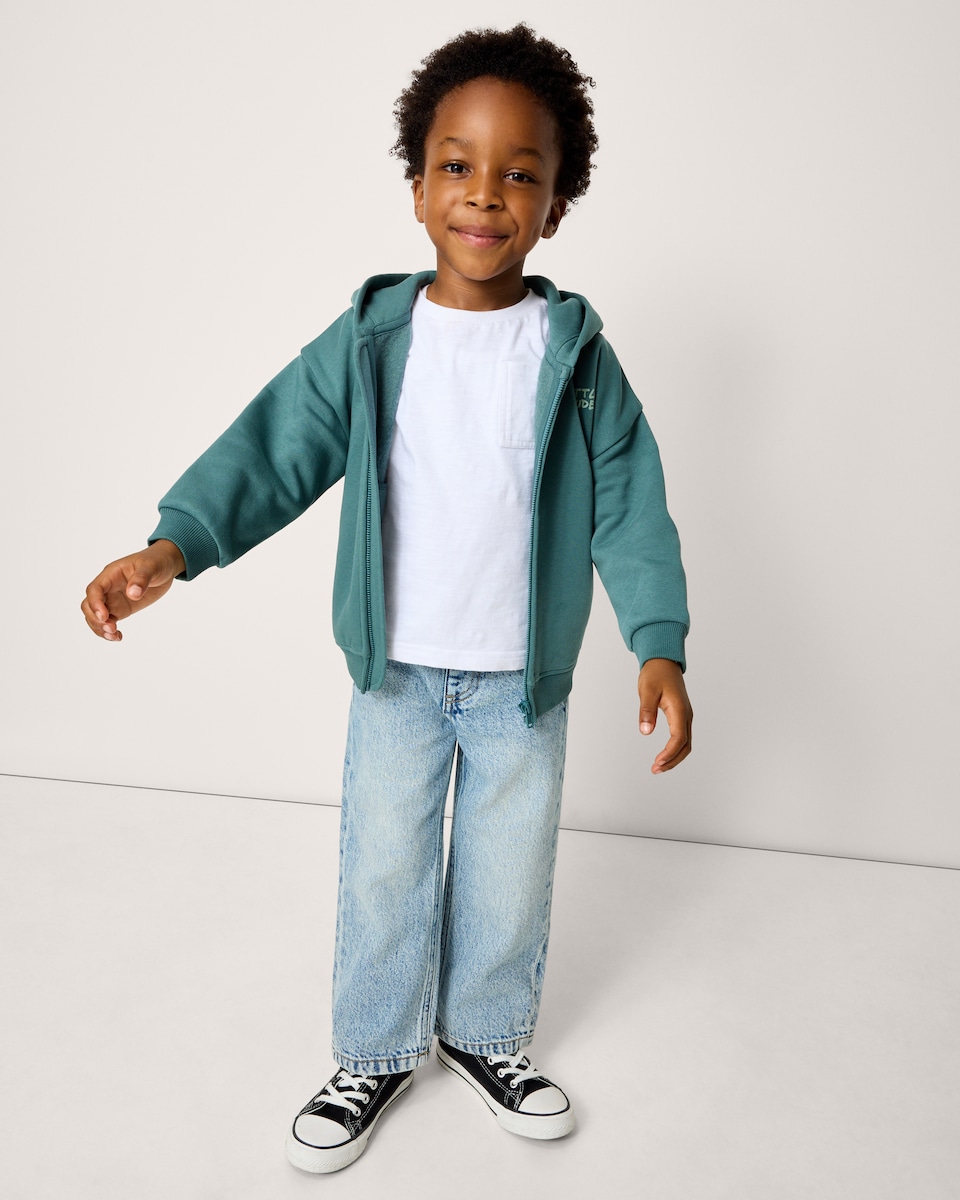 image 1 of F&F Boys Pure Cotton Wide Leg Jeans in Blue