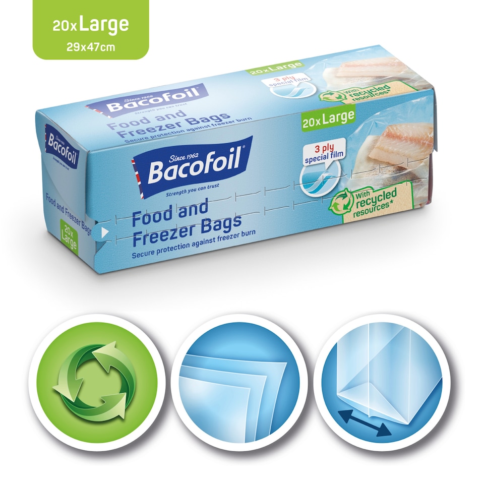 image 1 of Bacofoil Freezer Bags Large 20 Pack
