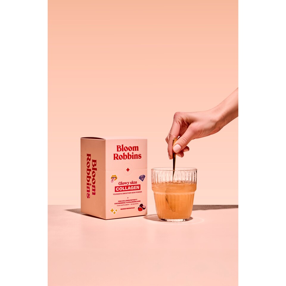 obrázok 1 z Bloom Robbins Glowy Skin Collagen výživový doplnok 30 vrecúšok 300 g