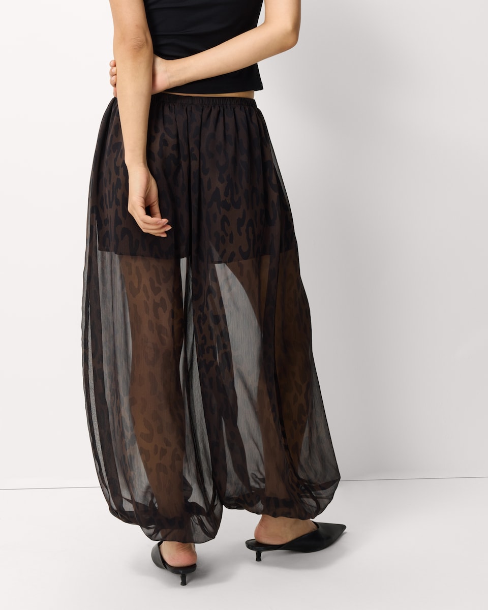image 1 of F&F Sheer Leopard Print Balloon Trousers in Multi Black