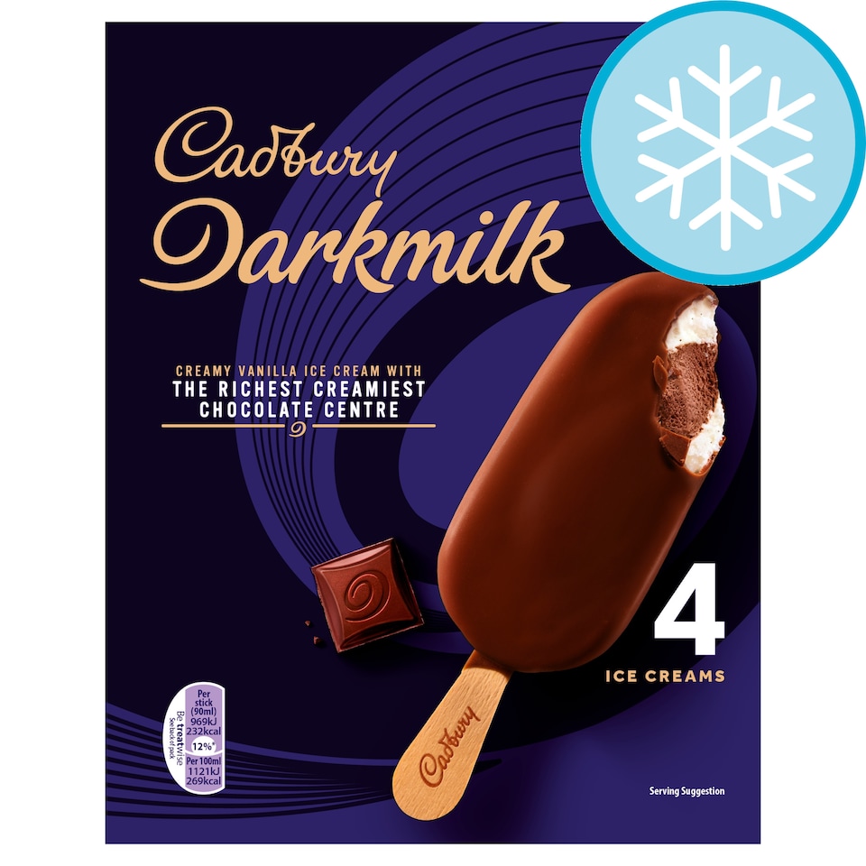 Cadbury Darkmilk Ice Cream Sticks 4X90ml