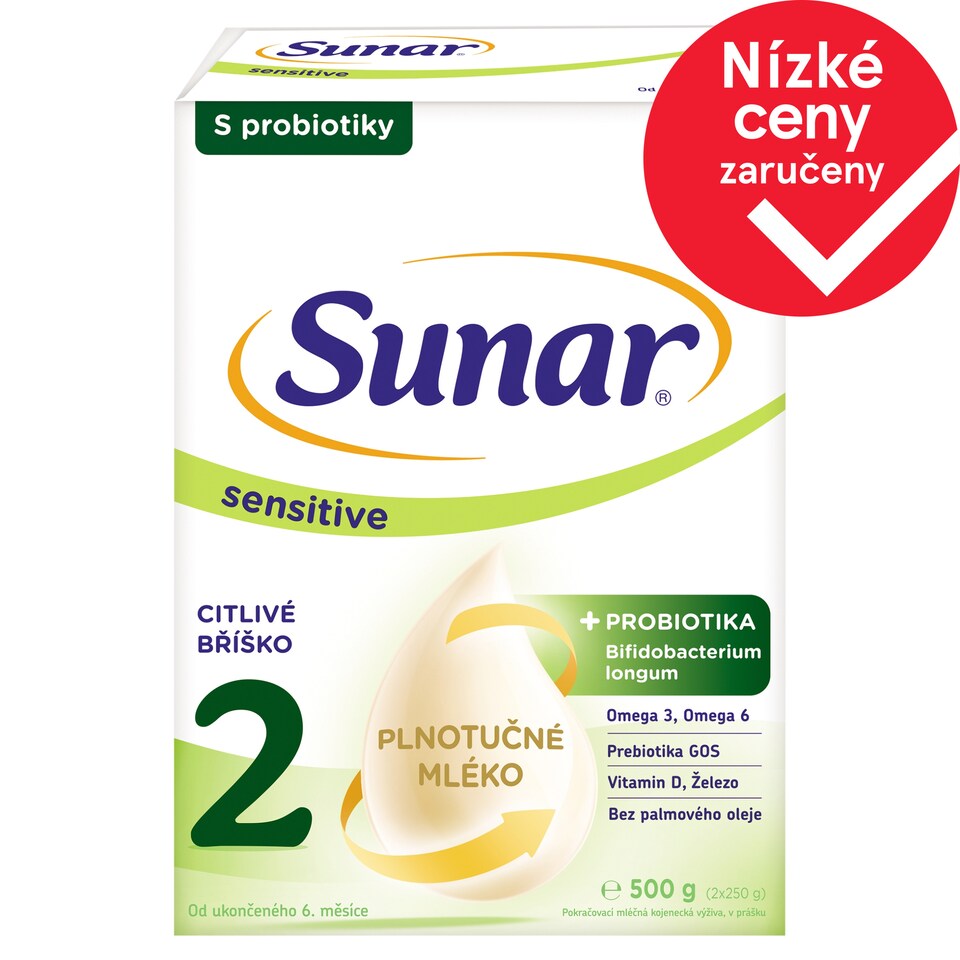Obrázek 1 pro produkt Sunar Sensitive 2 pokračovací mléčná kojenecká výživa v prášku 2 x 250g (500g)