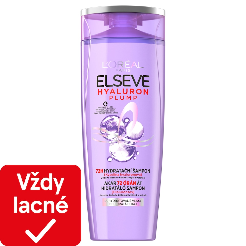 L´Oréal Paris Hyaluron Plump 72 H hydratačný šampón s kyselinou hyalurónovou, 400 ml


