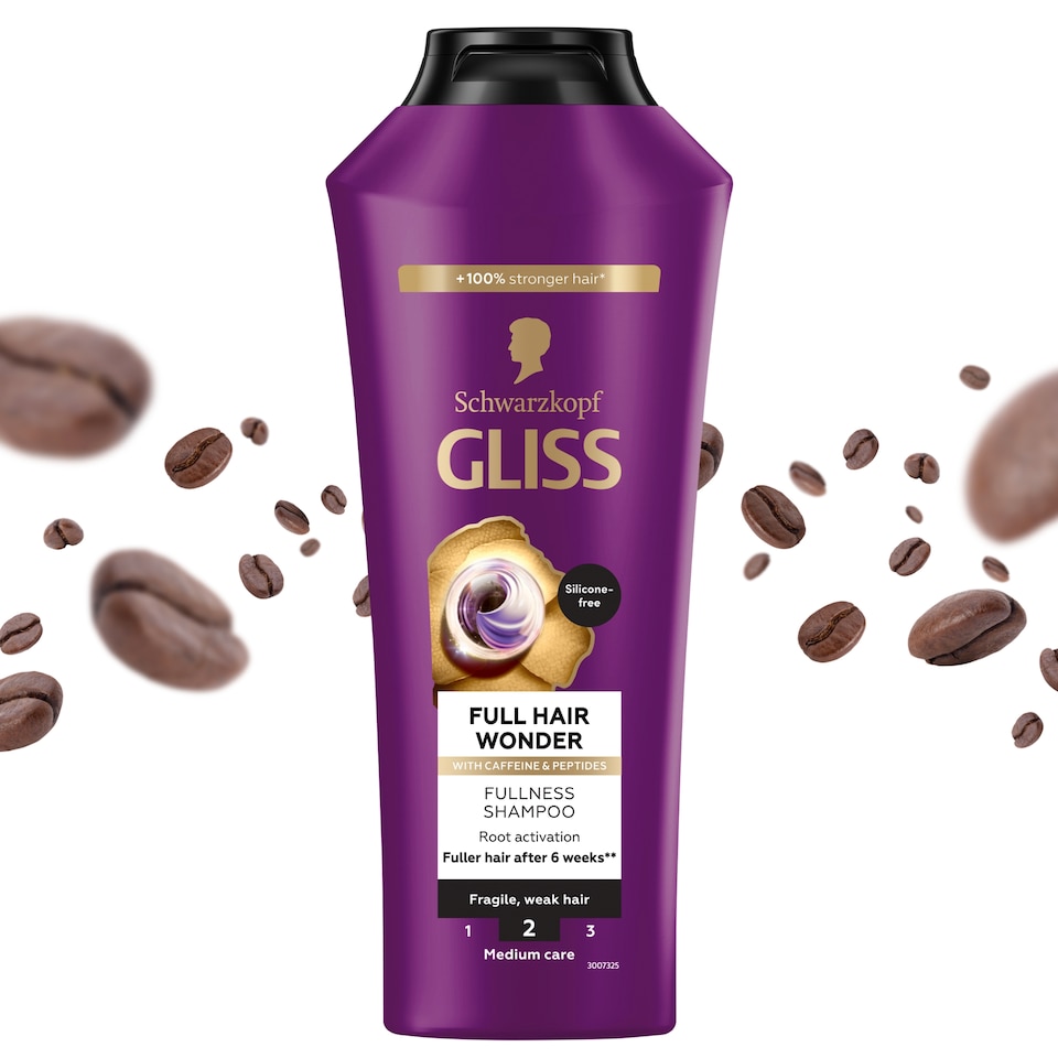 Schwarzkopf Gliss Full Hair Wonder sampon koffeinnel + peptidekkel 400 ml 1. kép