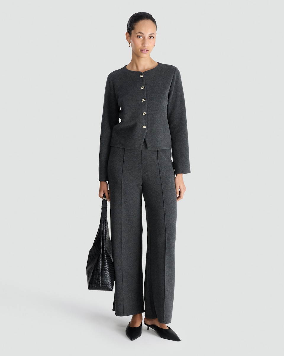 image 1 of F&F Wide Leg Seam Detail Co-ord Trousers in Grey