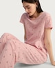 image 1 of F&F Pure Cotton Bow Print Pyjama Set in Pink