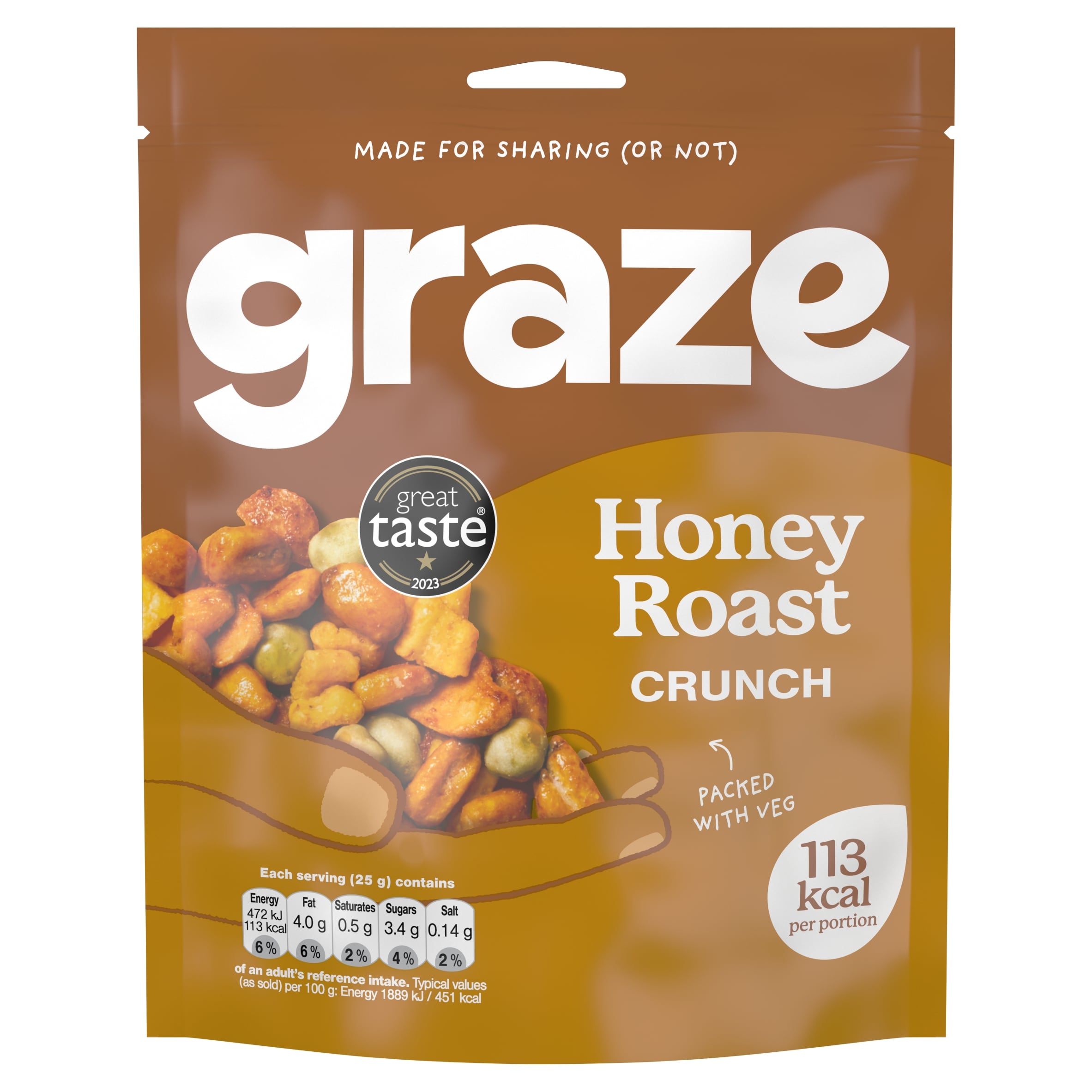 Graze Honey Roast Crunch Sharing Bag Snack 100G