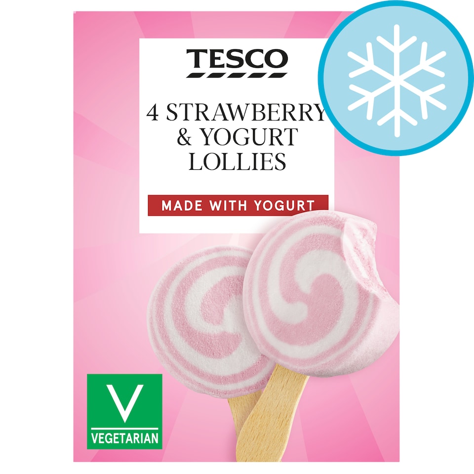 Tesco Strawberry & Yogurt Swirled Lollies 4X50ml