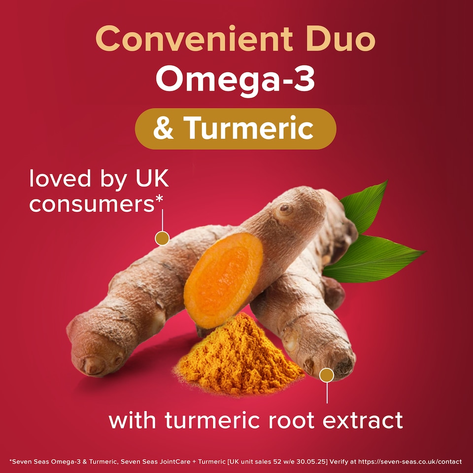 image 1 of Seven Seas Omega-3 & Turmeric Tablets with Fish Oil Capsules and Vitamin D - 60s