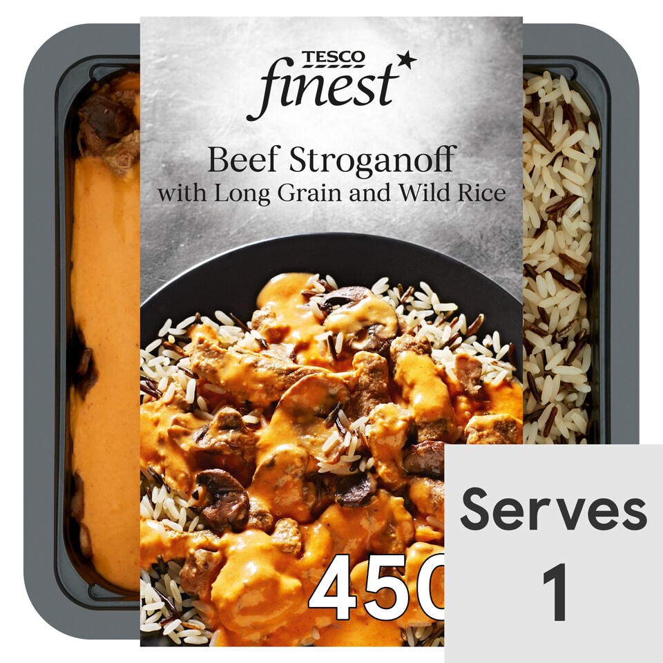 Tesco Finest Beef Stroganoff & Rice 450G