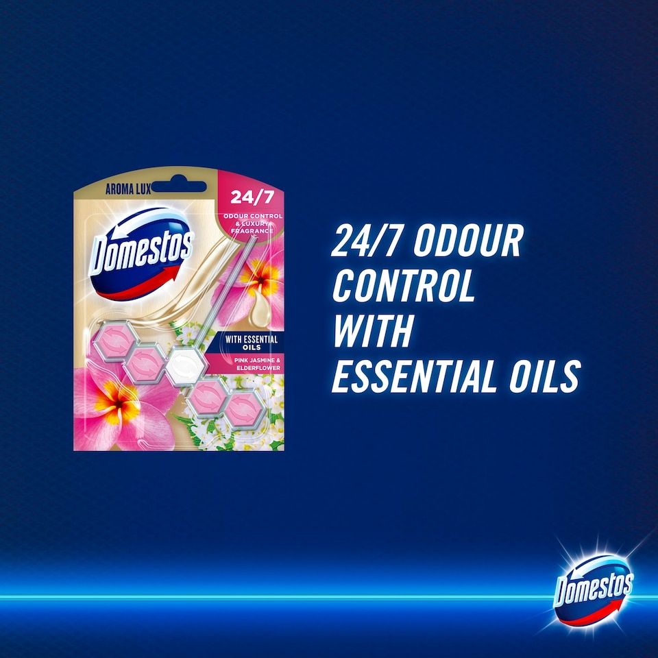 image 1 of Domestos Aroma Lux Rim Block Jasmine & Elderflower 55G