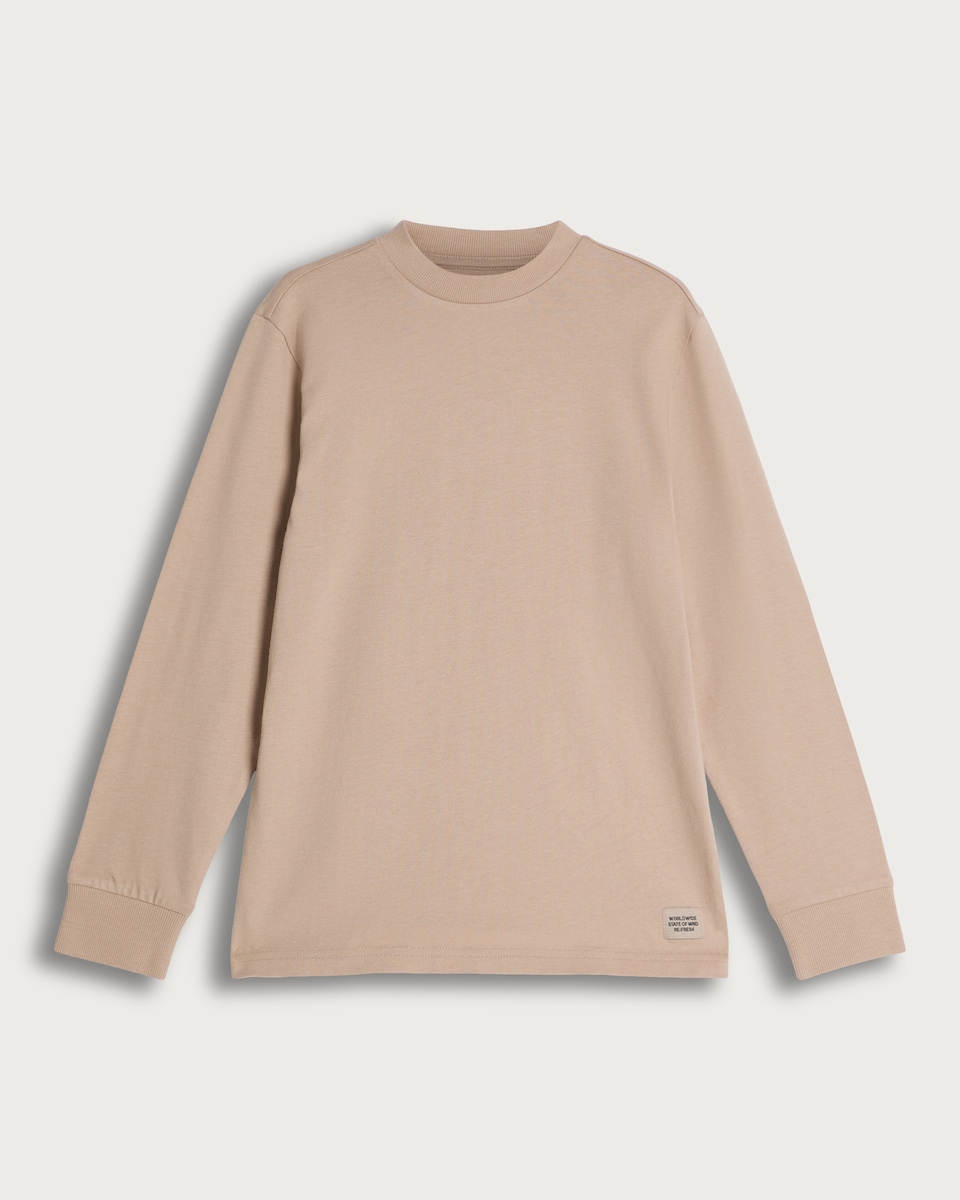 F&F Boys Pure Cotton Long Sleeved T-Shirt in Med Nude