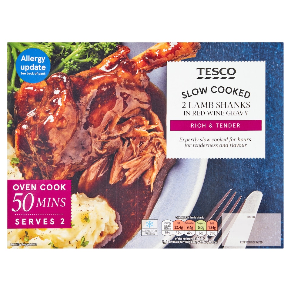 Tesco 2 Lamb Shanks In Red Wine Gravy 780g