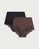 image 1 of F&F 2-Pack Lace Trim High Waist Knickers in Multi