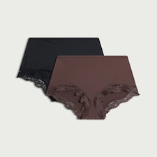 F&F 2-Pack Lace Trim High Waist Knickers in Multi
