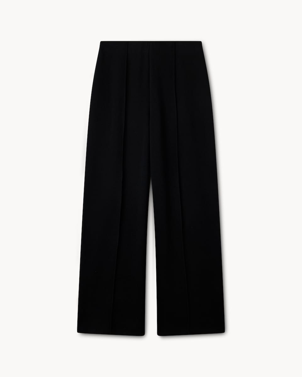 image 1 of F&F Brushed Pintuck Wide Leg Trousers in Black