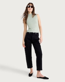 F&F Ribbed Turtle Neck Sleeveless Top in Khaki