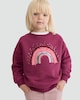 image 1 of F&F Girls Cotton Rich Rainbow Embellished Sweatshirt in Burgundy