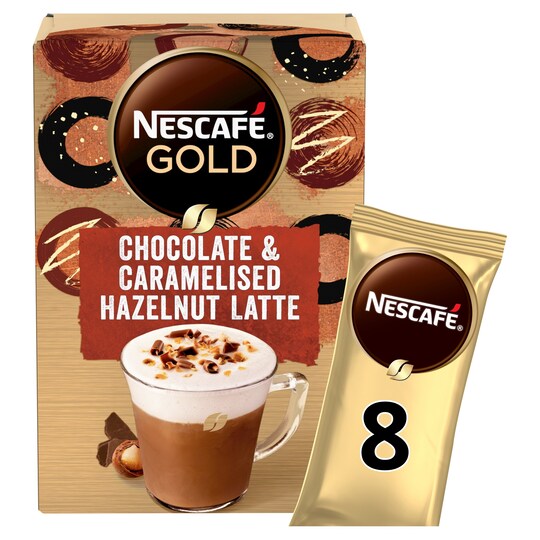 Nescafe Gold Chocolate Caramelised Hazelnut Latte 8 Pack 148G Tesco