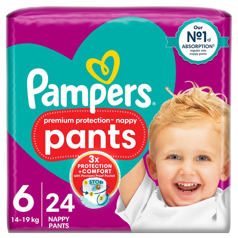 image 1 of Pampers Premium Protection Essential Nappy Pants Size 6 24 Pack