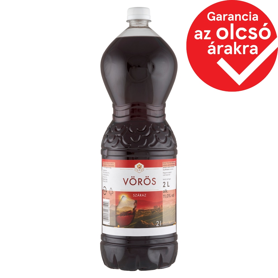 Vörös Duna-Tisza közi Kékfrankos száraz vörösbor 11% 2 l