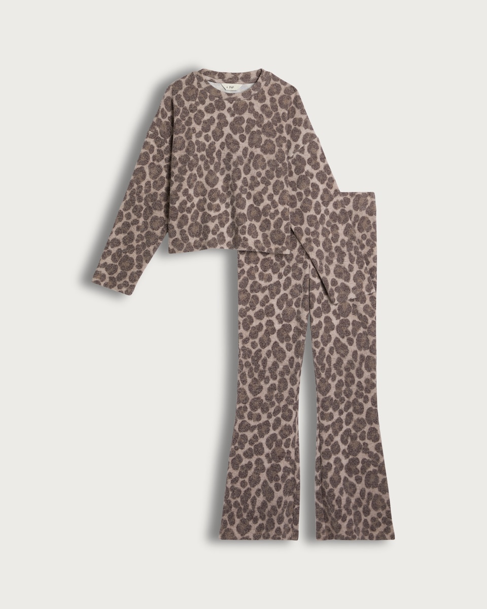 F&F Girls Textured Leopard Print Outfit in Light Nude