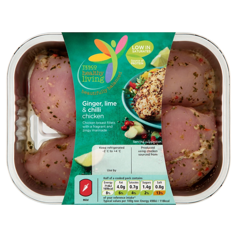 Tesco H/L Ginger Lime & Chilli CKN Breasts 290G