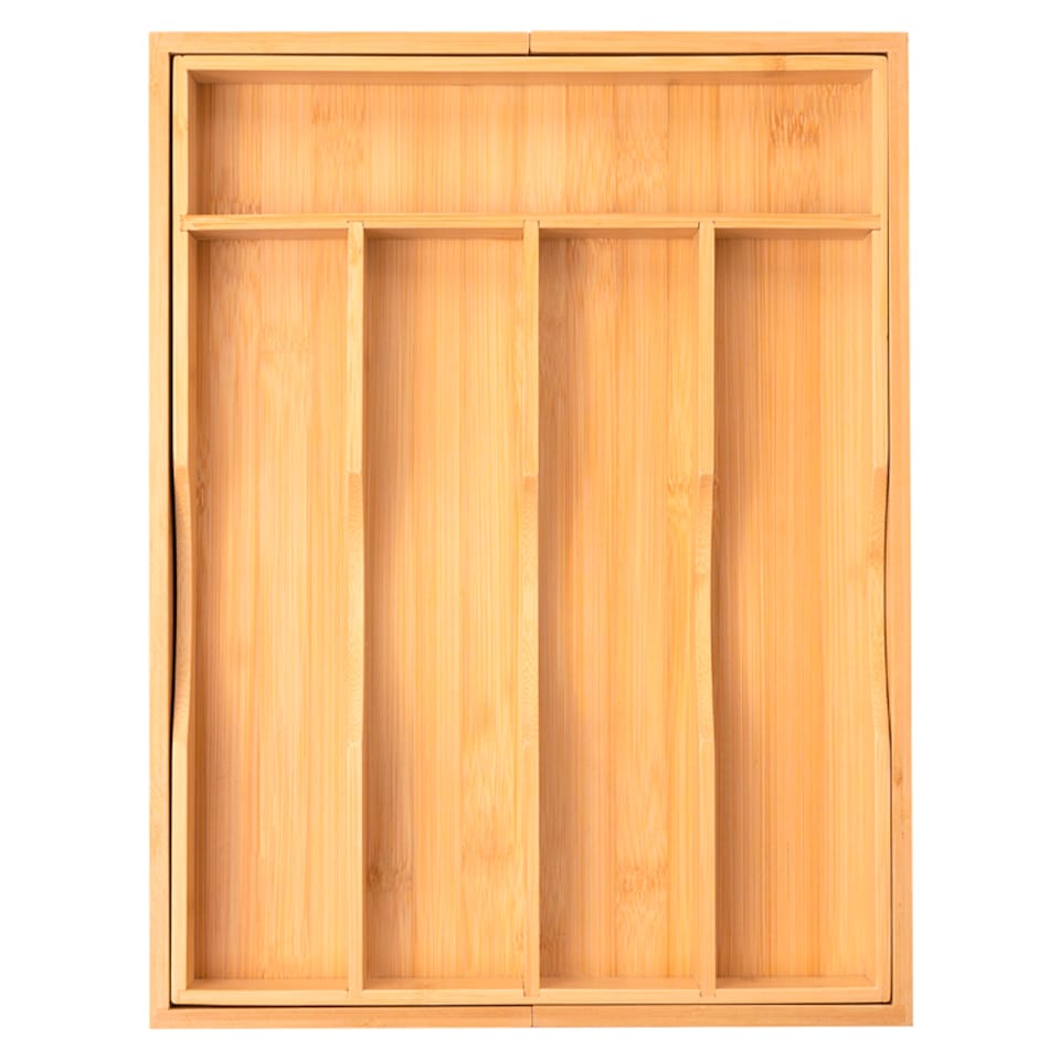 image 1 of Tesco Bamboo Extendable Cutlery Tray