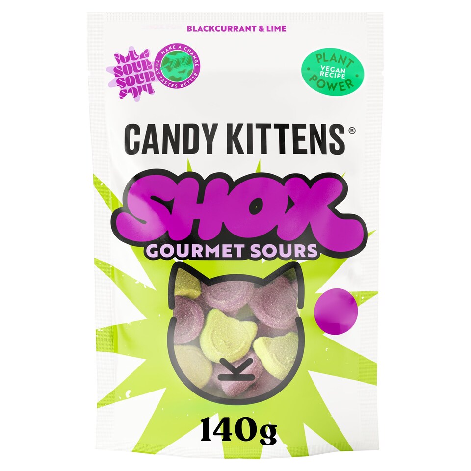 Candy Kittens Sour Shox Blackcurrant & Lime 140g
