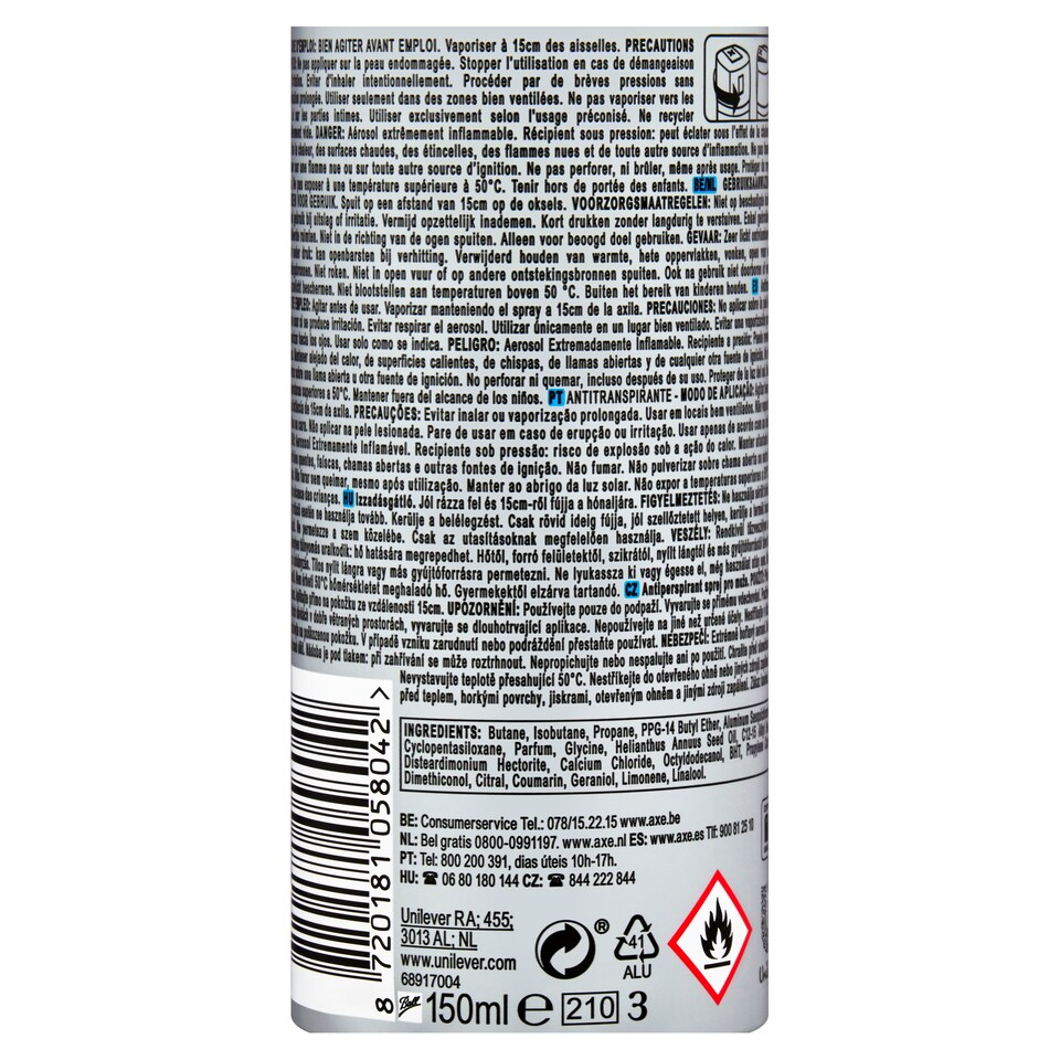 Obrázek 1 pro produkt Axe antiperspirantní sprej Ice Chill 150ml