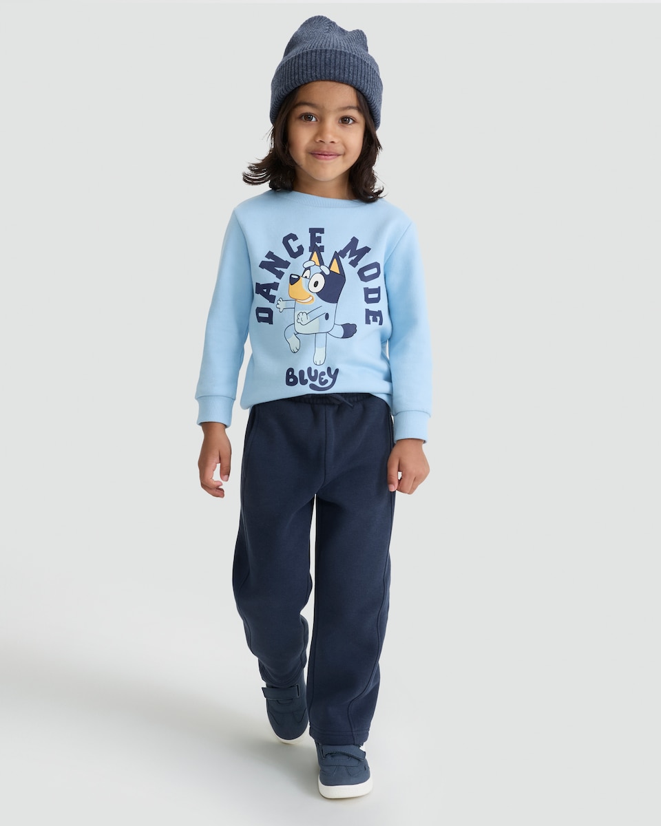 image 1 of F&F Boys Cotton Rich Wide Leg Drawstring Joggers in Blue