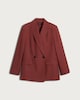 image 4 of The F&F Edit Double Breasted Oversized Fit Blazer with Linen in Burgundy