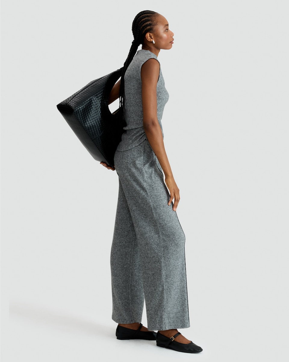 image 1 of F&F Wide Leg Pink Tuck Pleated Trousers in Grey