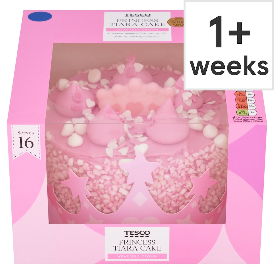 Tesco Princess Tiara Sponge Cake - Raspberry