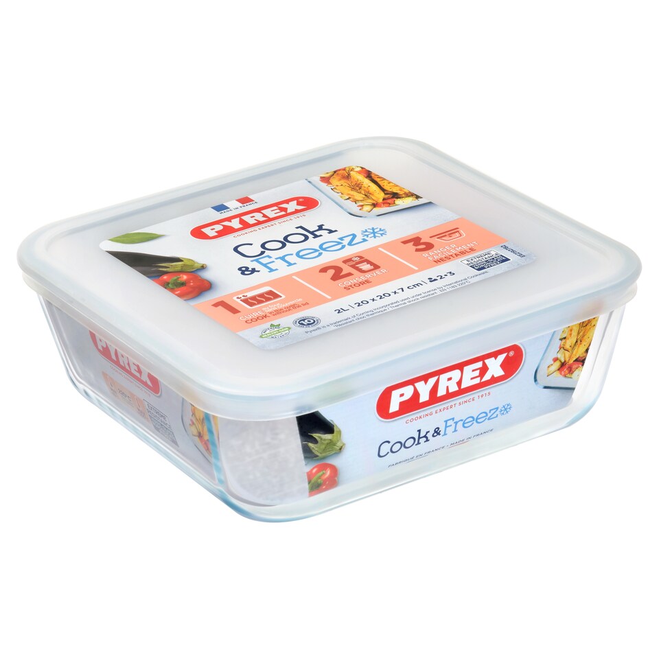 Pyrex Cook and Freeze square dish with lid 2L