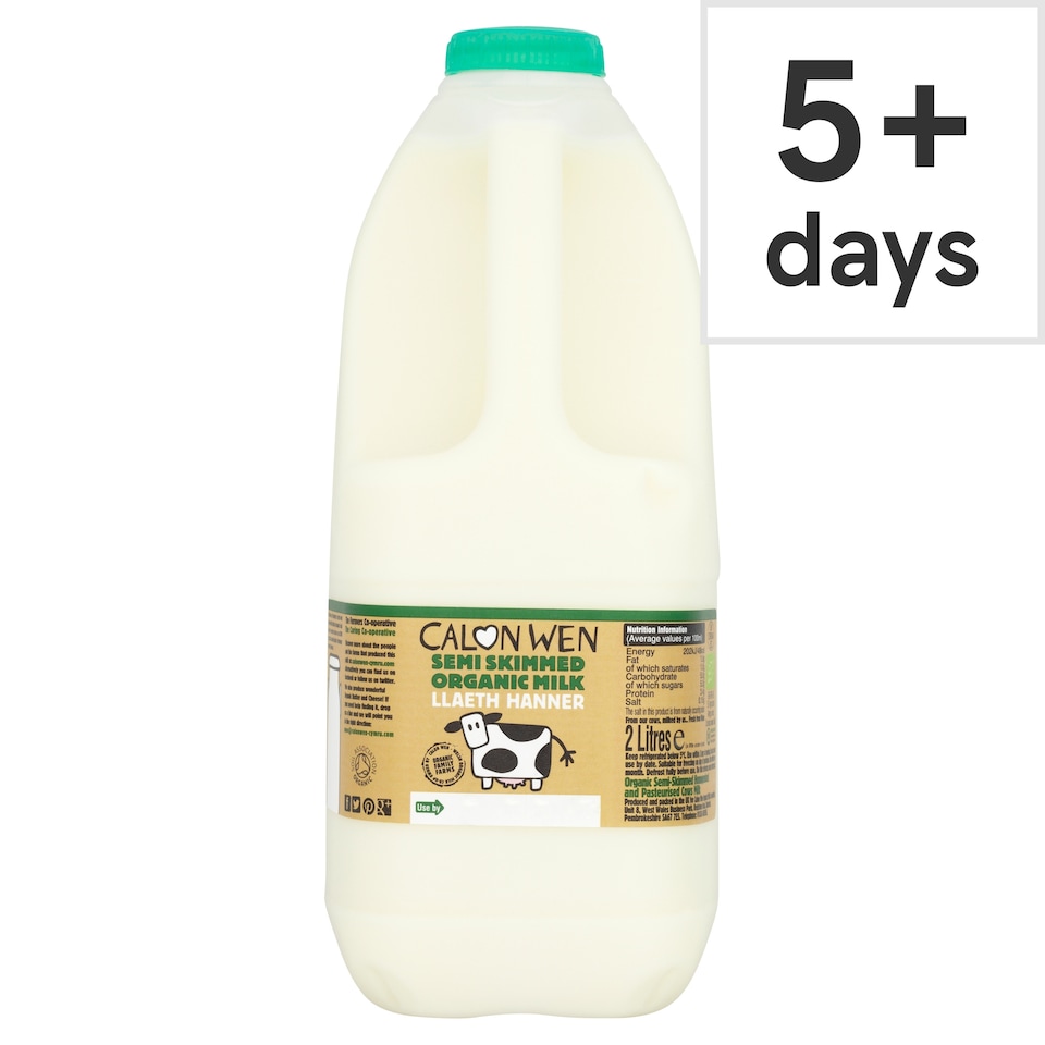 Calon Wen Semi Skimmed Organic Milk 2 Litres