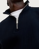 image 2 of F&F Cotton Rich Ribbed High Neck Half Zip Sweatshirt in Navy