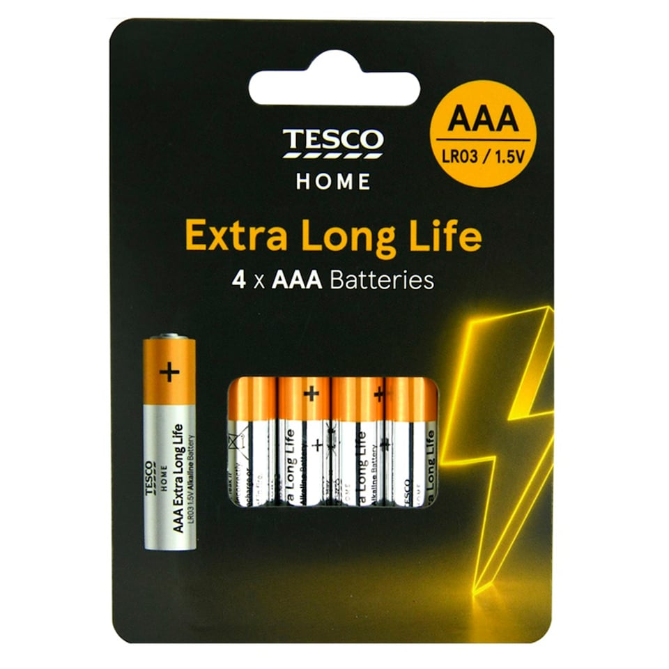 Tesco Extra Long Life AAA 4 Pack