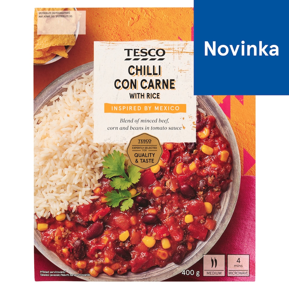 Tesco Chilli Con Carne paradajková omáčka s mletým hovädzím mäsom 400 g