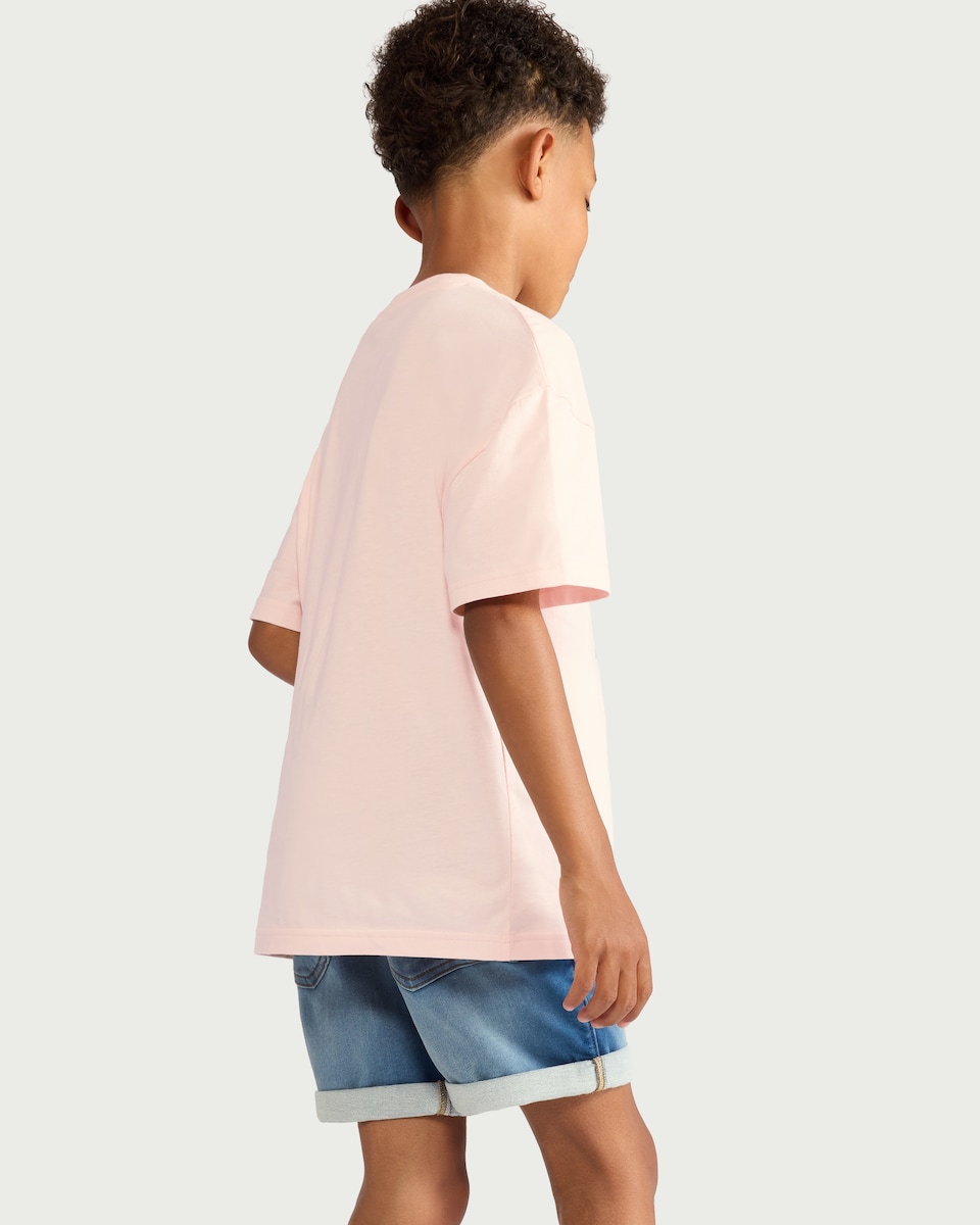 image 1 of F&F Boys Pure Cotton Oversized Fit T-Shirt in Pink