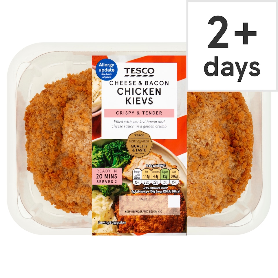 Tesco 2 Cheese and Bacon Chicken Kievs 260g