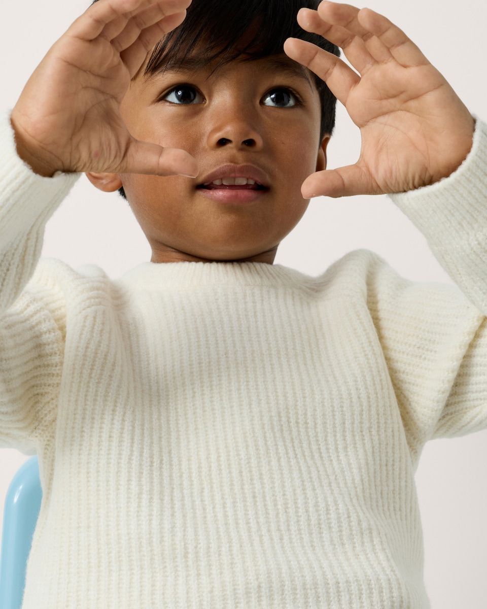 image 1 of F&F Boys Ribbed Jumper in Cream