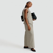 The F&F Edit Double Pleat Check Wide Leg Trousers in Brown