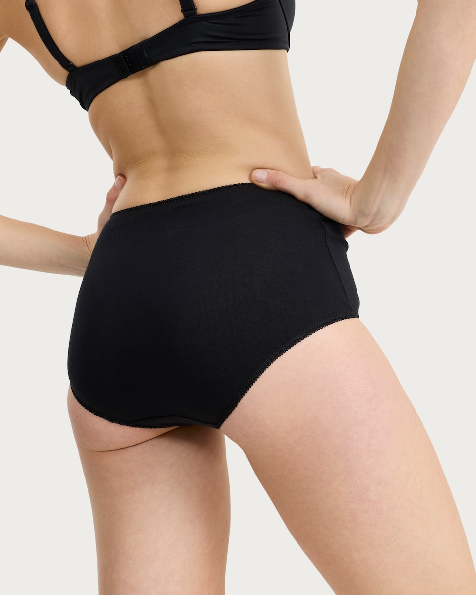 image 1 of F&F 5-Pack Cotton Rich Full Brief Knickers in Black