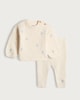 image 1 of F&F Baby 2-Piece Knitted Floral Embroidered Jumper and Legging Set in Cream