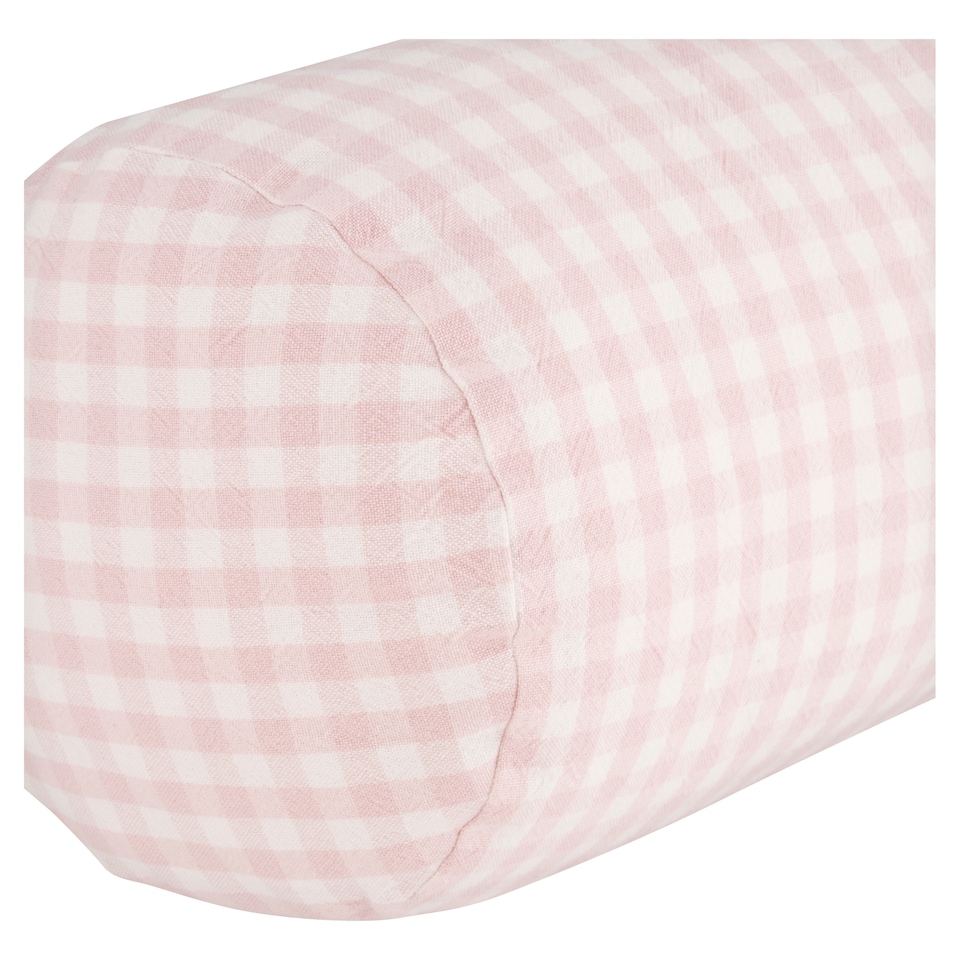 image 1 of F&F Home Pink Gingham Bolster Cushion