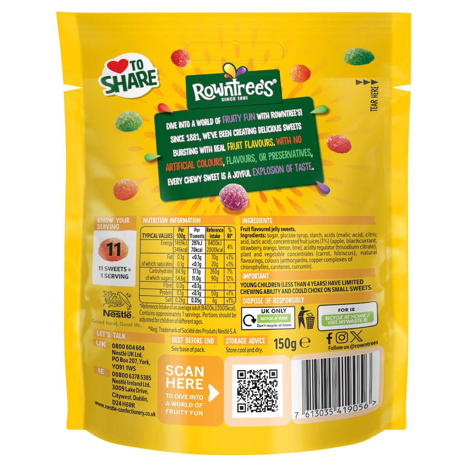 image 1 of Rowntree's Jelly Tots Sweets Sharing Bag 150g