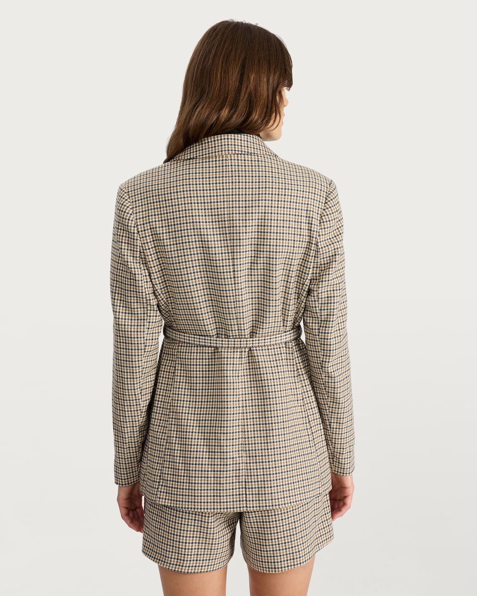 image 1 of F&F Houndstooth Print Belted Co-ord Blazer in Neutral