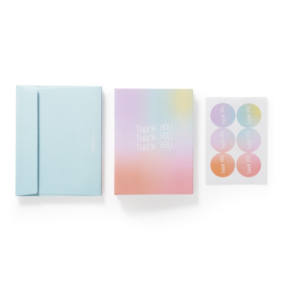 image 1 of Paperchase Ombre 6 Pack 'Thank You' Cards
